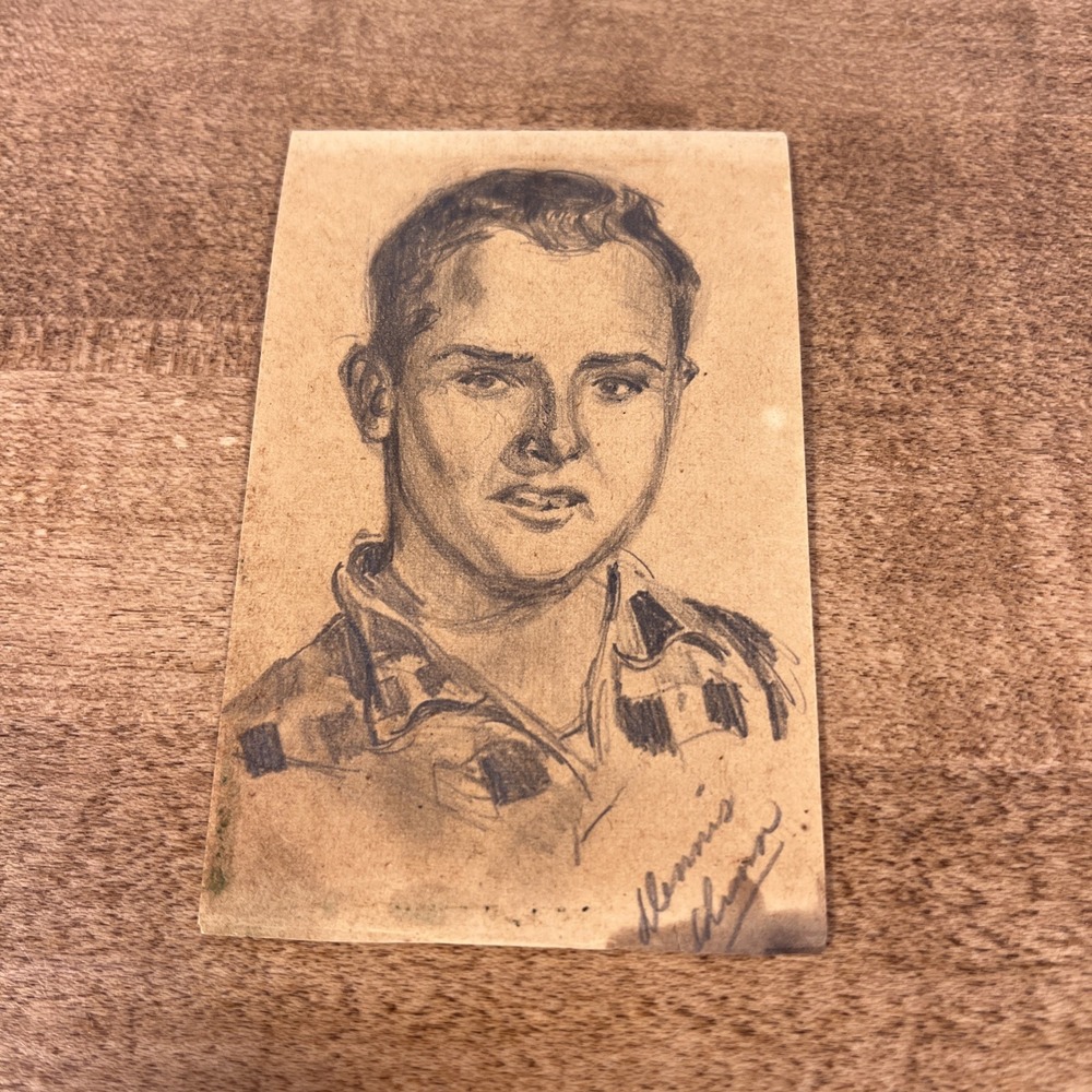 Vintage Portrait Sketch Signed‎